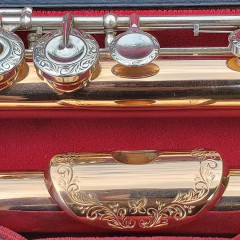 Powell 9K Aurumite Conservatory Flute. Sterling Mechanism, 9K Solid Gold Lip.,