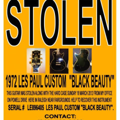 Stolen 1972 Gibson Les Paul "Black Beauty",