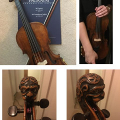 Lion Head 7/8th violin (German) and two bows,